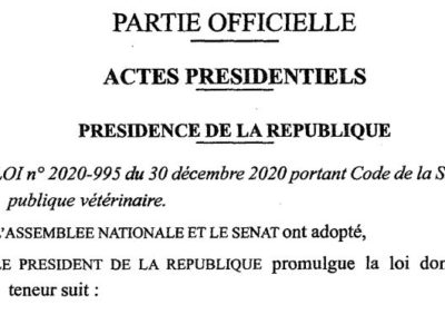Côte d’Ivoire : Loi n° 2020-995 du 30 décembre 2020 portant Code de la Santé publique vétérinaire